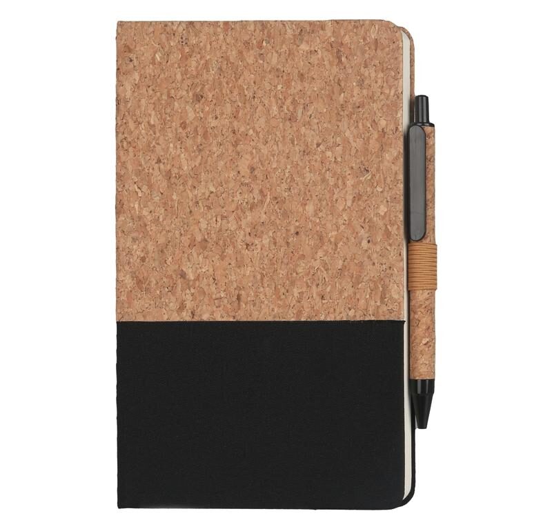 BORSA – eco-neutral A5 Cork Fabric Hard Cover Notebook and Pen Set – Black