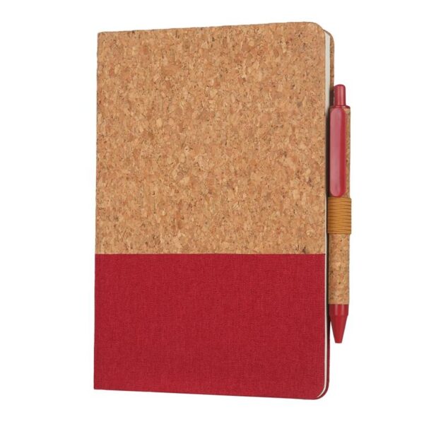 BORSA – eco-neutral A5 Cork Fabric Hard Cover Notebook and Pen Set – Red