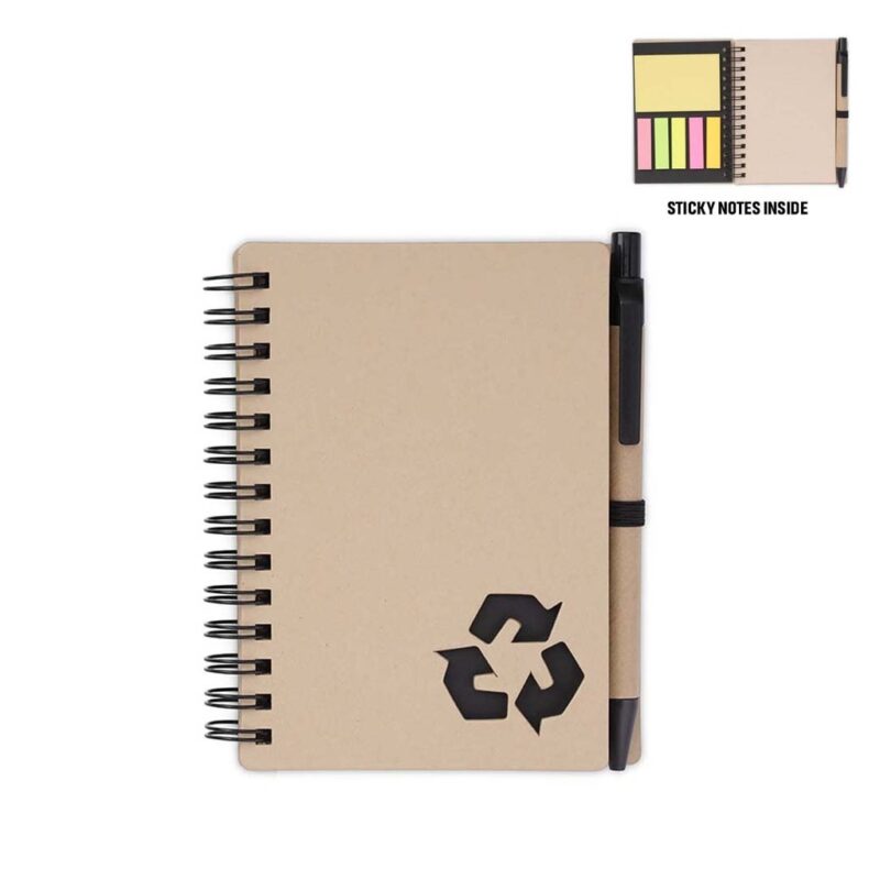 HASSA – eco-neutral A6 Notepad & Pen Set with Sticky Note – Black