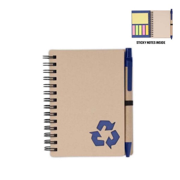 HASSA – eco-neutral A6 Notepad & Pen Set with Sticky Note – Navy Blue