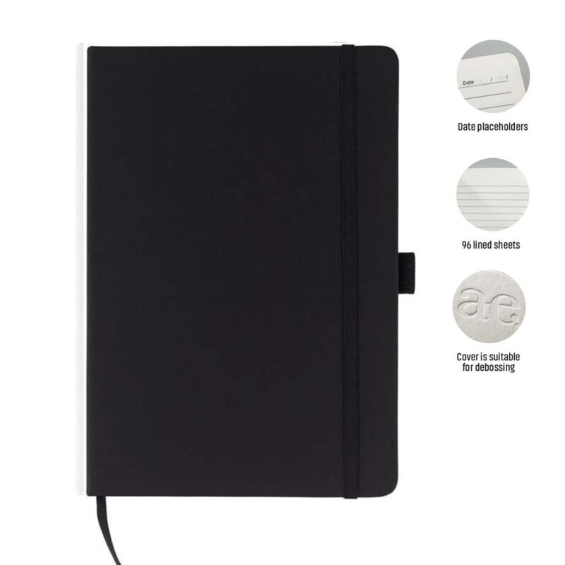 JURSI – Giftology A5 PU Notebook with Pen Loop – Black