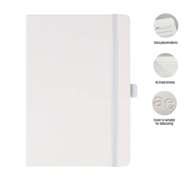JURSI – Giftology A5 PU Notebook with Pen Loop – White