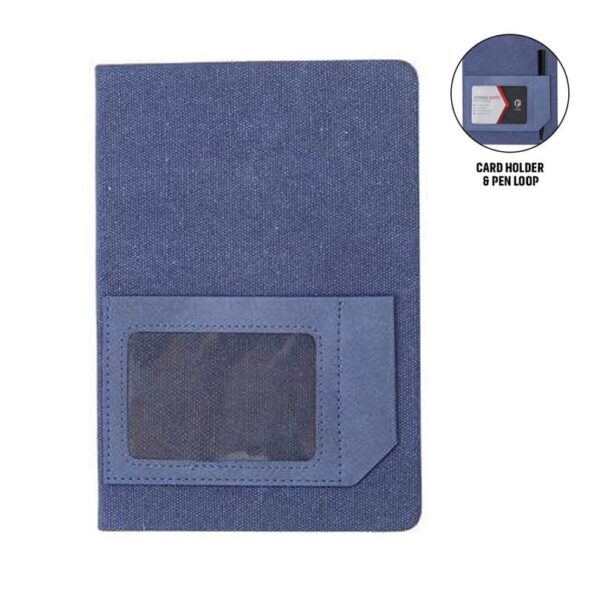 ADANA – Santhome Recycled Canvas A5 Hard Cover Notebook with PU Pocket – Navy