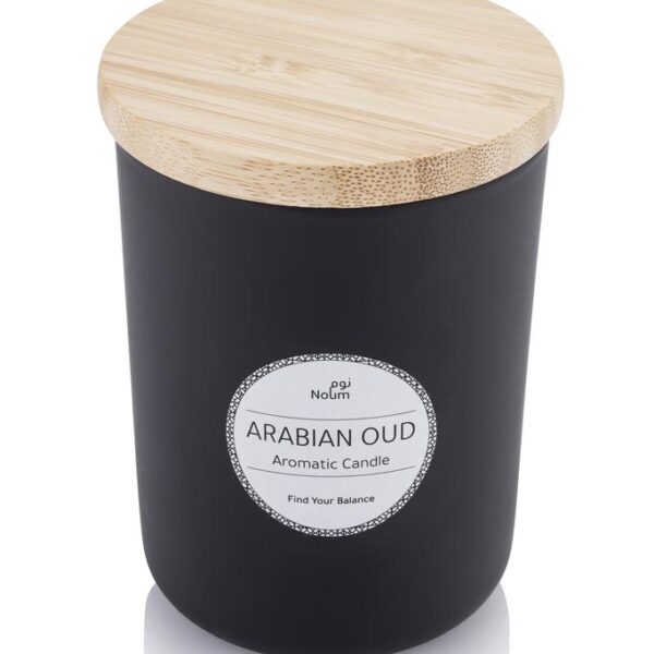NOUM – Arabic Oudh Scented Glass Candle with Bamboo Lid – Black
