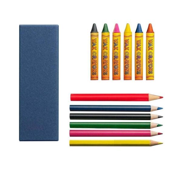 RUBA – Giftology Set of Color Pencils & Crayons in Denim Paper Box