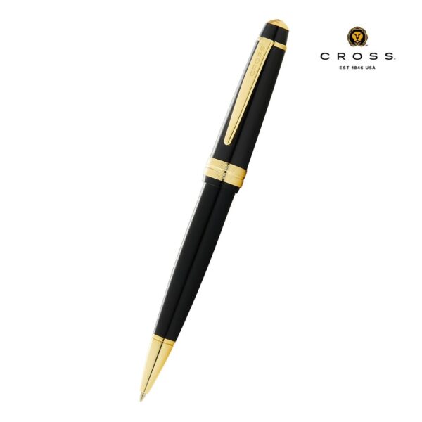 Cross Bailey Light™ Polished Black Resin and Gold Tone Ballpoint Pen (Blue Ink)