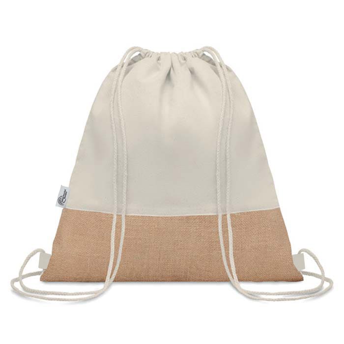 TRIGE – GRS-certified Recycled Cotton & Jute Drawstring Bag – Natural