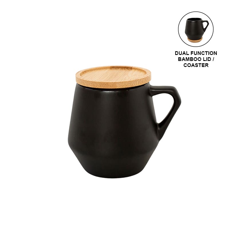 SEVILLA – eco-neutral Ceramic Mug with Bamboo Lid – Black