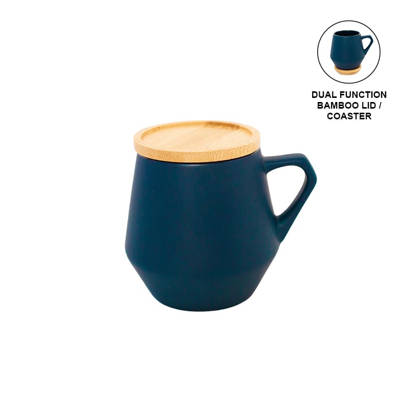 SEVILLA – eco-neutral Ceramic Mug with Bamboo Lid – Blue