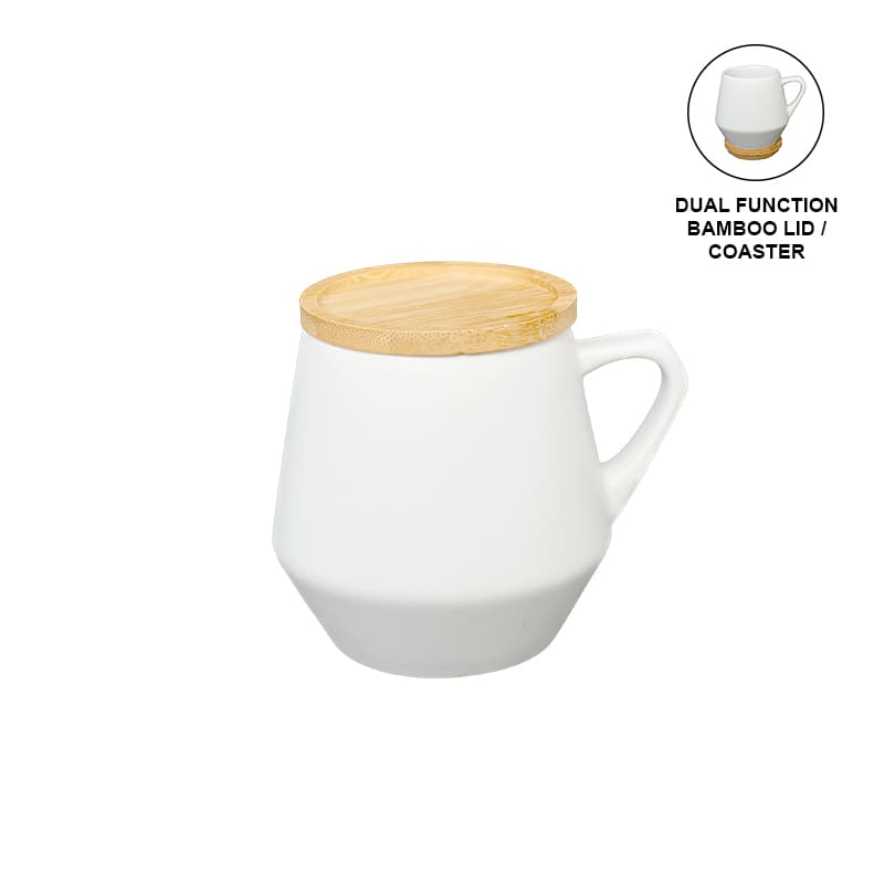 SEVILLA – eco-neutral Ceramic Mug with Bamboo Lid – White