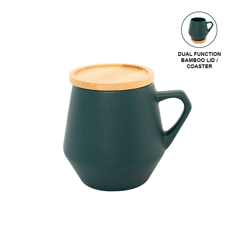 SEVILLA – eco-neutral Ceramic Mug with Bamboo Lid – Dark Green