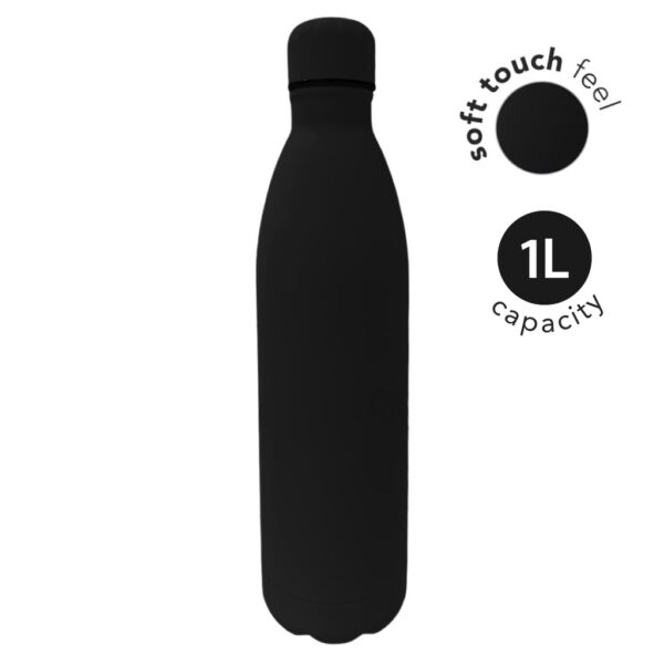MODENA – Giftology Soft Touch lnsulated Water Bottle – 1L – Black