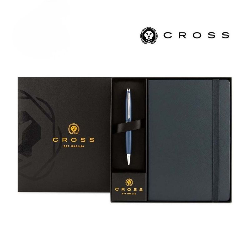 Cross Calais™ Ballpoint Pen & A5 Hardcover Notebook Gift Set – Navy Blue