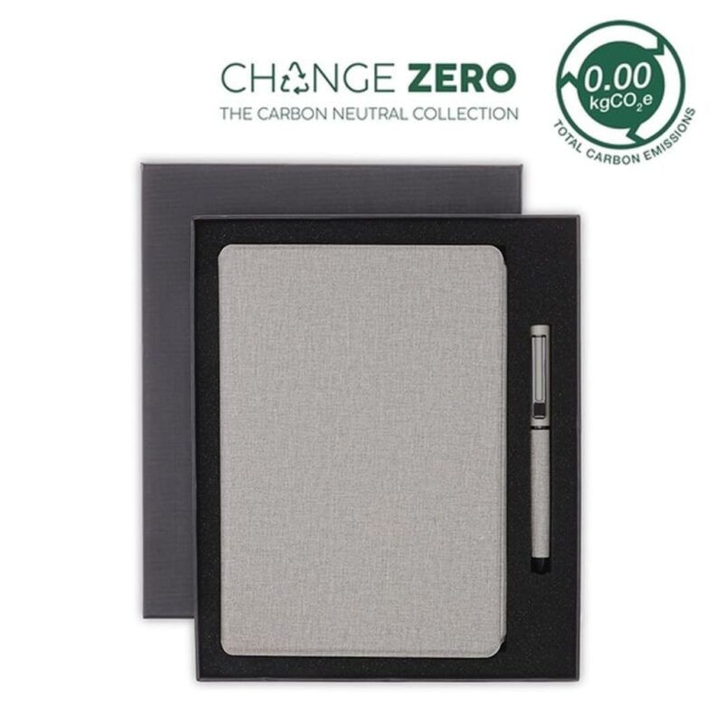 VARDIM – CHANGE ZERO Sustainable Gift Set with Refillable Notebook & Pen – Grey