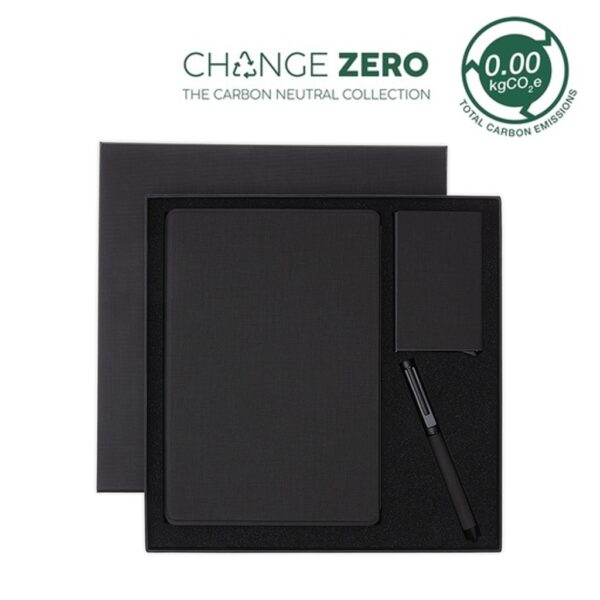 TESSIN – CHANGE ZERO Sustainable Gift Set with Refillable Notebook, Pen & Cardholder – Black