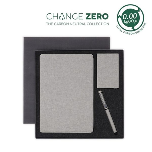 TESSIN – CHANGE ZERO Sustainable Gift Set with Refillable Notebook, Pen & Cardholder – Grey