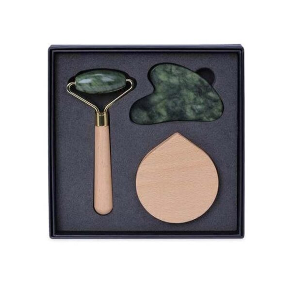 LUNA – Set of Jade Face Roller, Guasha and Mirror