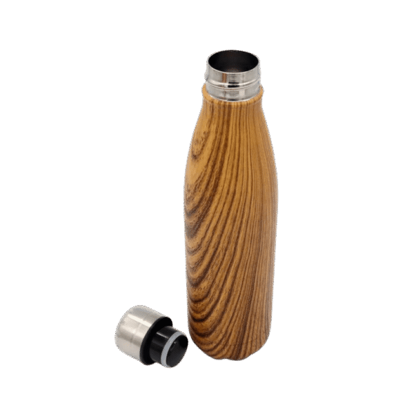 GEYER – Hans Larsen Stainless Steel Water Bottle with Wood Print – Brown