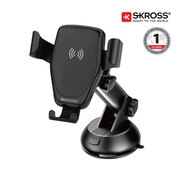 SKROSS Car Phone Holder & Wireless Charger – Black