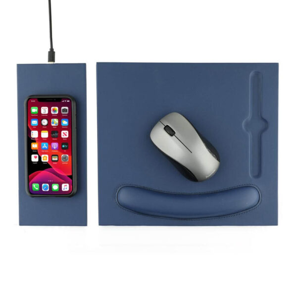 DOBERAN – @memorii 10W Wireless Charger PU Mouse Pad – Navy Blue