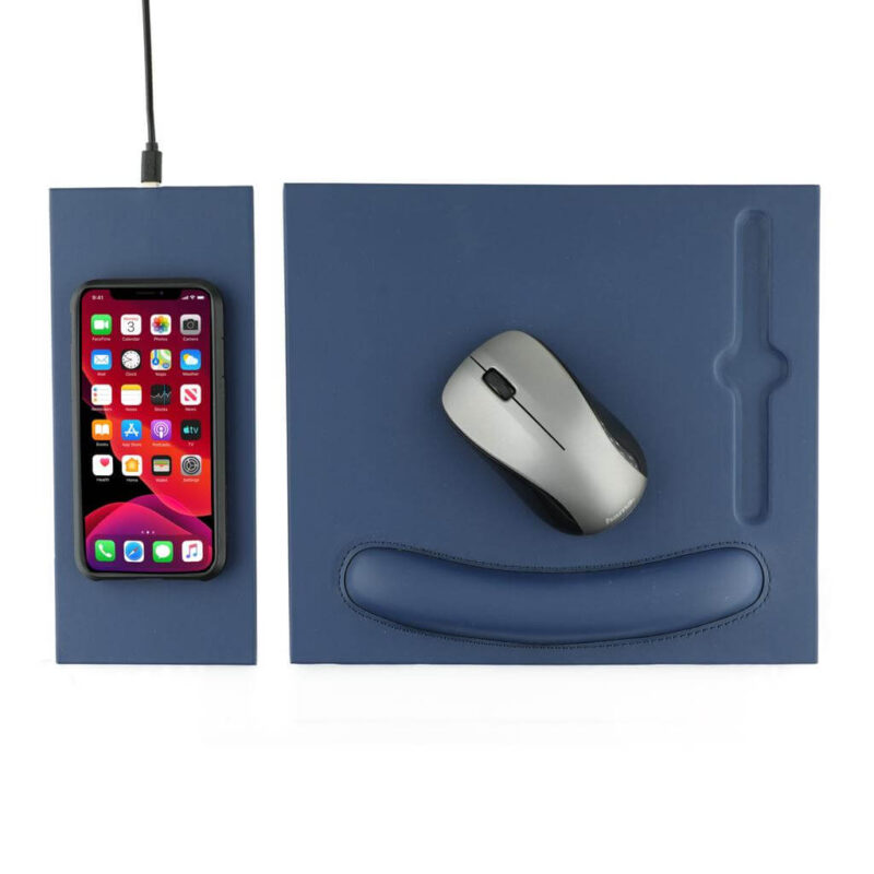 DOBERAN – @memorii 10W Wireless Charger PU Mouse Pad – Navy Blue