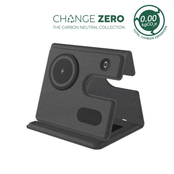 PLANA – CHANGE ZERO Recycled 3-in-1 Wireless Charger Station – Black