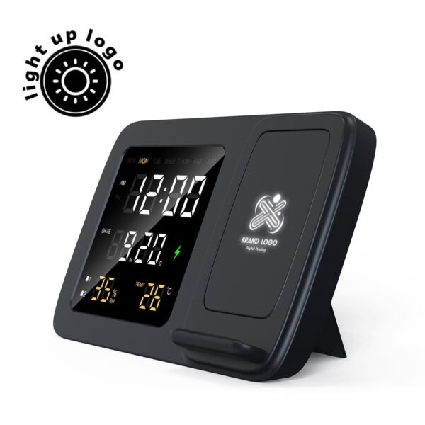 RISE – Giftology Digital Alarm Clock & Wireless Charger – Black
