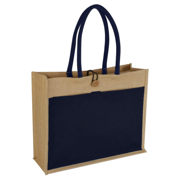 MONCLOVA – Jute Bag with Canvas Pocket – Blue