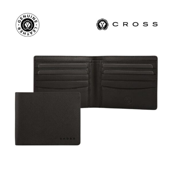 CROSS Saffiano Leather 8CC Slim Bifold Wallet – Black