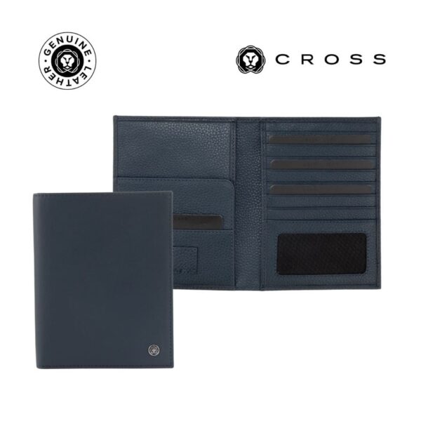 CROSS Soft Grain Leather 9CC Passport Travel Wallet – Navy Blue