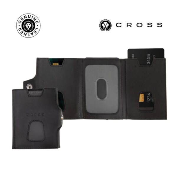 CROSS Soft Grain Leather 6CC Trifold Compact Wallet – Black