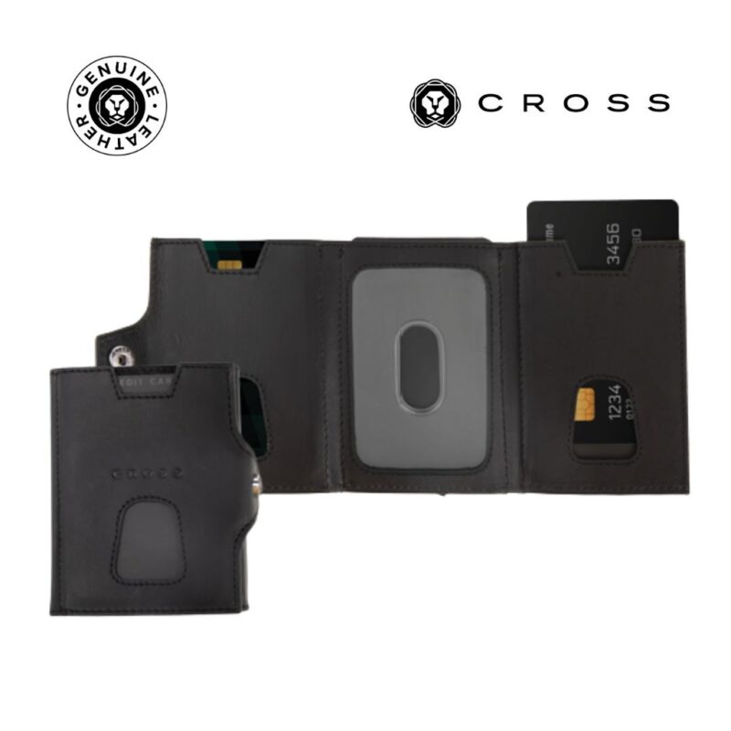 CROSS Soft Grain Leather 6CC Trifold Compact Wallet – Black