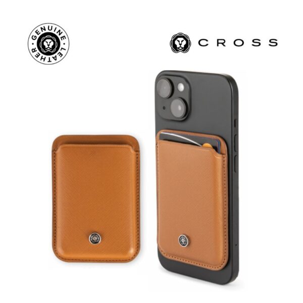 CROSS Saffiano Leather Magnetic Cardholder – Mocha