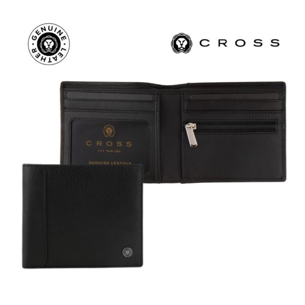 CROSS Pebble Leather 6CC Classic Fold Wallet with 6CC Cardholder – Black