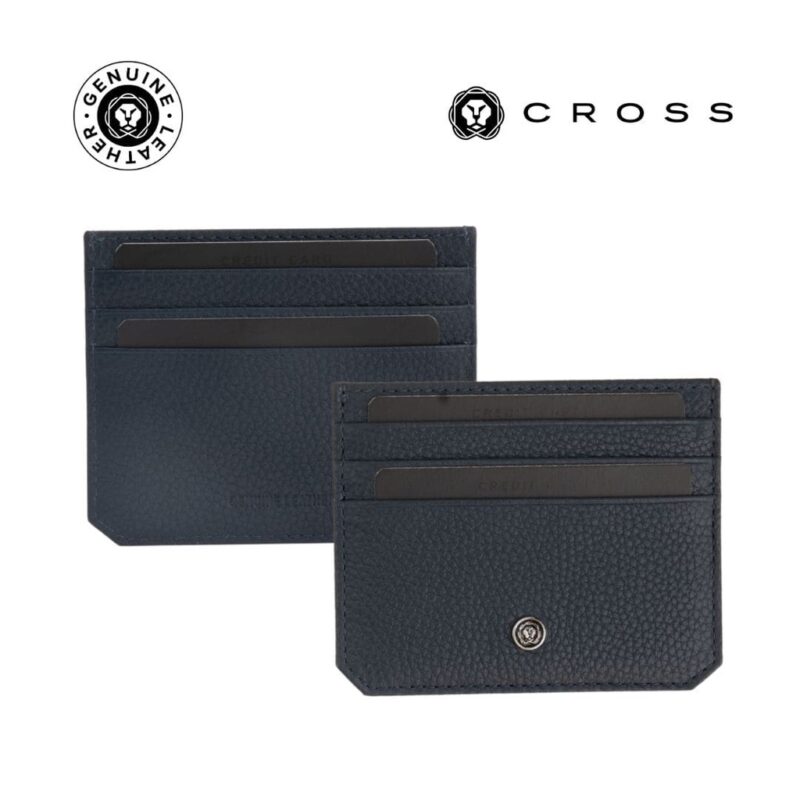 CROSS Pebble Leather 6CC Cardholder – Navy Blue
