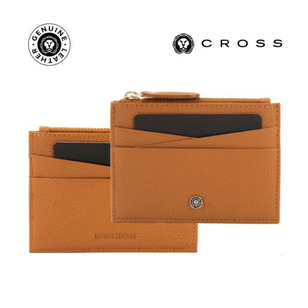 CROSS Pebble Leather Ladies’ 6CC Zip Card Holder – Mocha