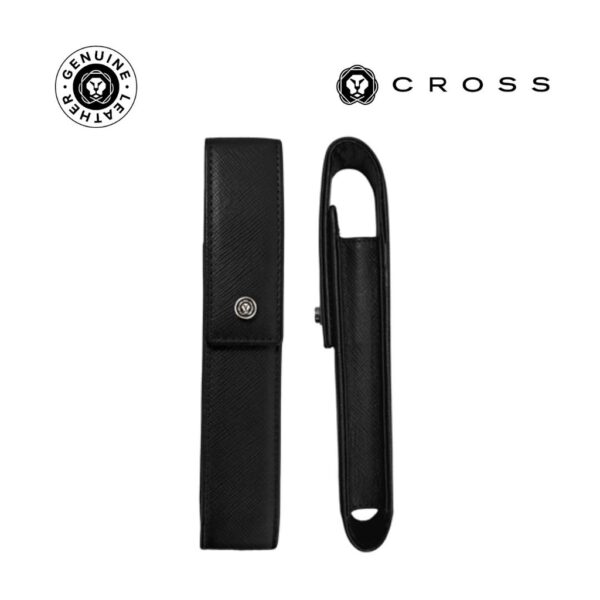 CROSS Leather Single Pen Case with Flap – Black