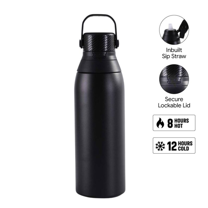 EVORA – Hans Larsen Double Wall Stainless Steel Vacuum Bottle – 750ml – Black