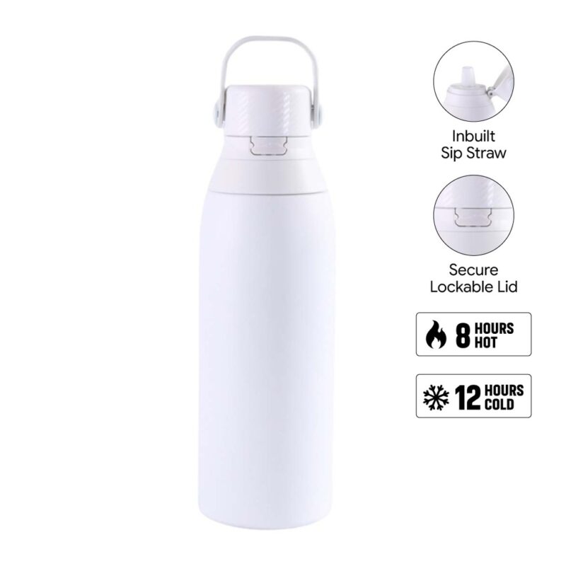 EVORA – Hans Larsen Double Wall Stainless Steel Vacuum Bottle – 750ml – White