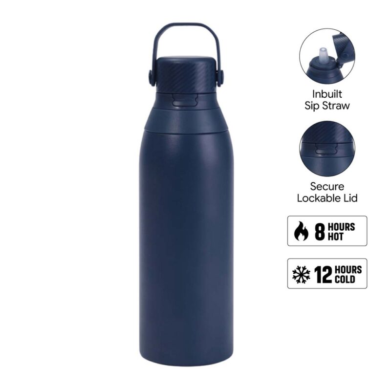 EVORA – Hans Larsen Double Wall Stainless Steel Vacuum Bottle – 750ml – Navy