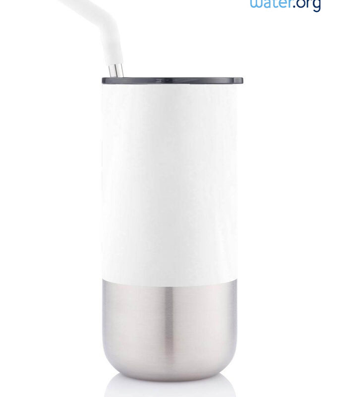 BORCULO – CHANGE Collection Insulated Tumbler with Reusable Straw – White