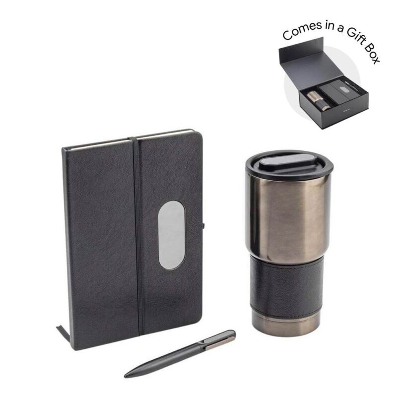 GIESSEN – Hans Larsen Gift Set of Tumbler, Notebook and Pen – Black
