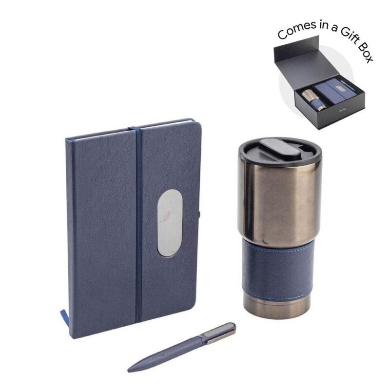 GIESSEN – Hans Larsen Gift Set of Tumbler, Notebook and Pen – Blue