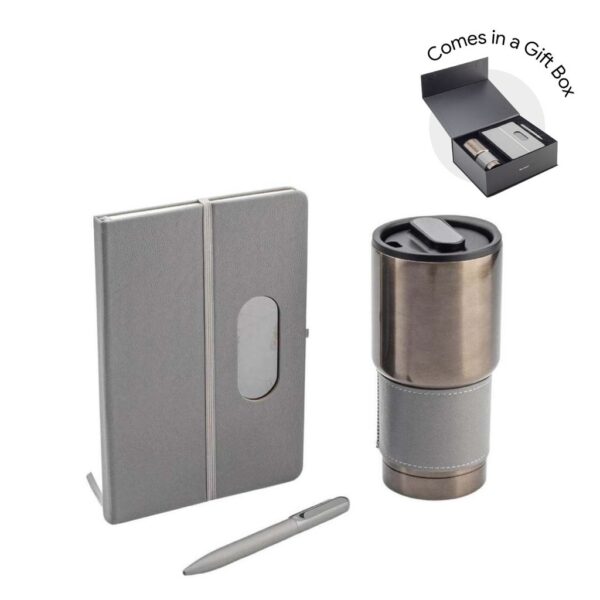 GIESSEN – Hans Larsen Gift Set of Tumbler, Notebook and Pen – Grey