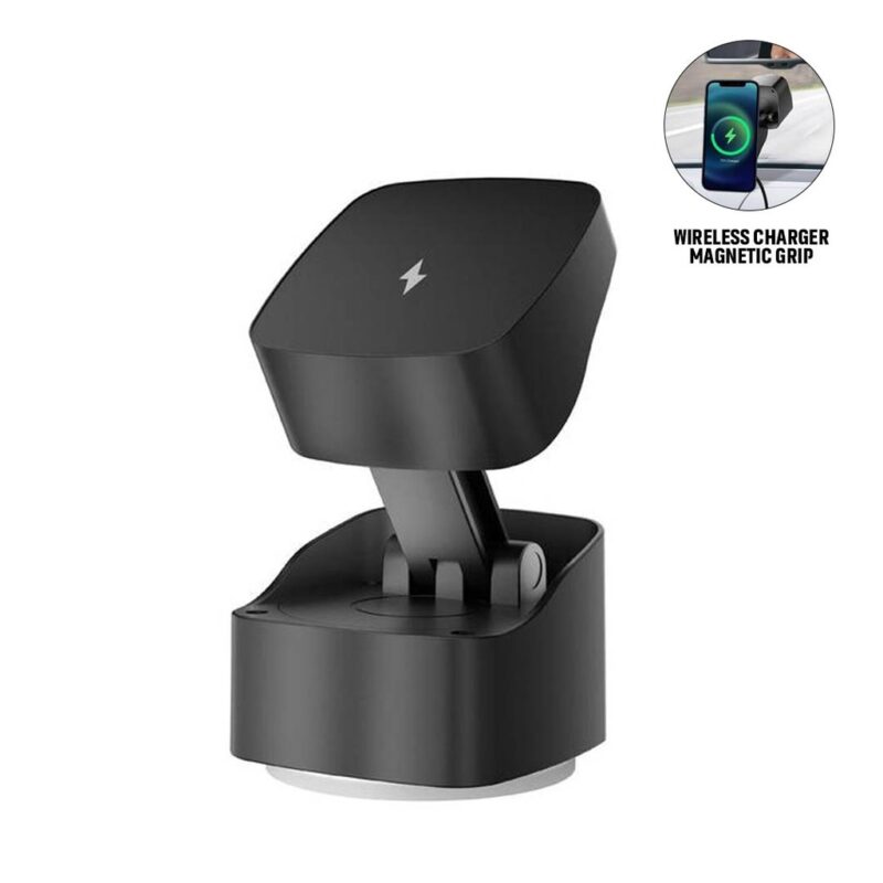 VIRTON – Giftology Magnetic Car Phone Holder and 15W Wireless Charger – Black