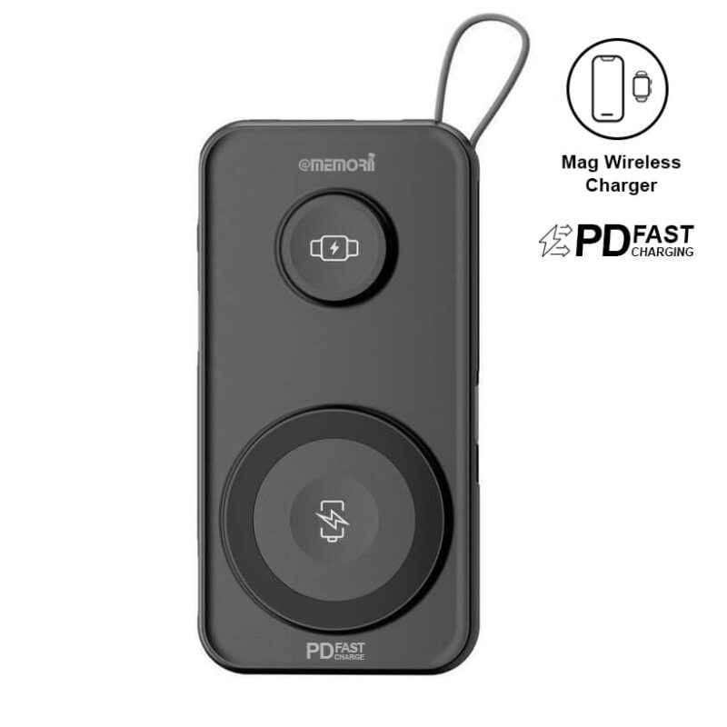 ROTTERDAM – @memorii® 10,000mAh Universal Wireless Powerbank with inbuilt cables – Black