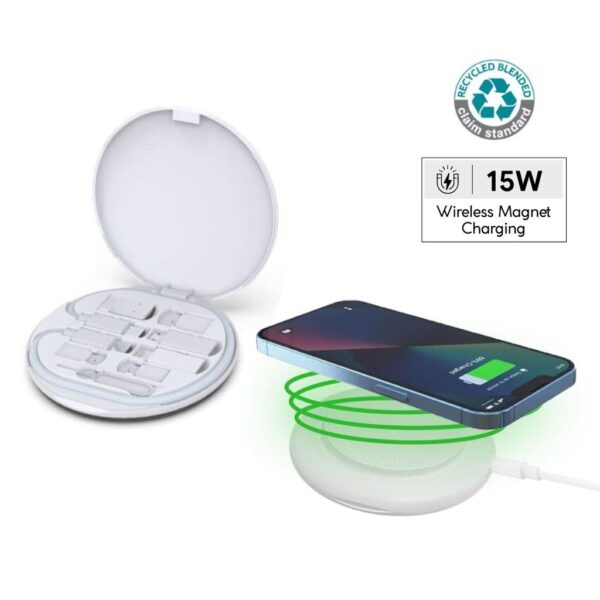 OSLO Mag – @memorii Recycled 15W Magnetic Wireless Charger Multicable Set – White