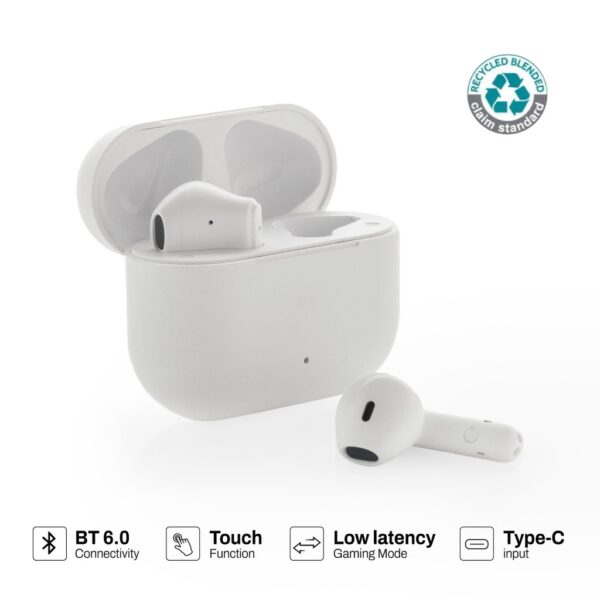 TUNEVO RCS recycled plastic wireless earbuds – White