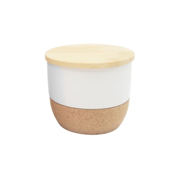 RAAHA – Arabic Oudh Scented Candle in Ceramic Holder with Bamboo Lid – White