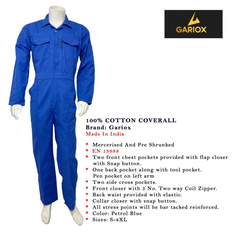 GARIOX 100% COTTON COVERALL PETRO BLUE